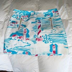 Lilly Pulitzer lighthouse patterned skirt